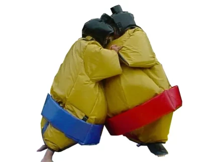 Sumo wrestling inflatable suits with helmets, perfect for parties and events. Fun, durable, and safe. Buy online for affordable inflatable games today!