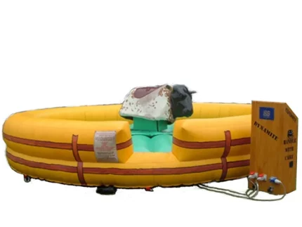 Mechanical bull inflatable ride with safety padding, perfect for parties and events. Durable, fun, and high-quality. Buy affordable rides online today!